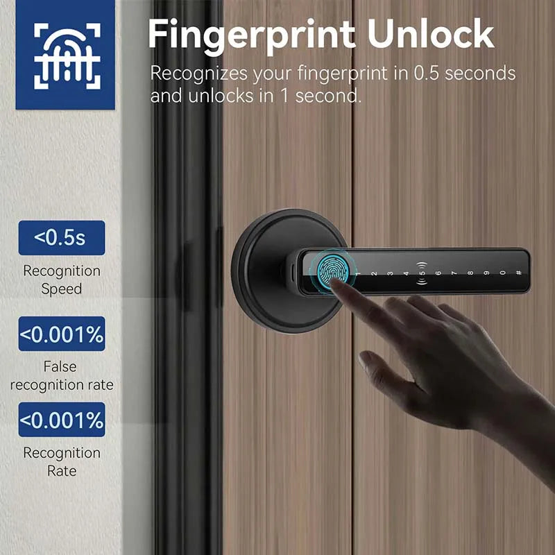 ZSF3 Smart Fingerprint Door Lock – Tuya Bluetooth App, Password & Key Unlock