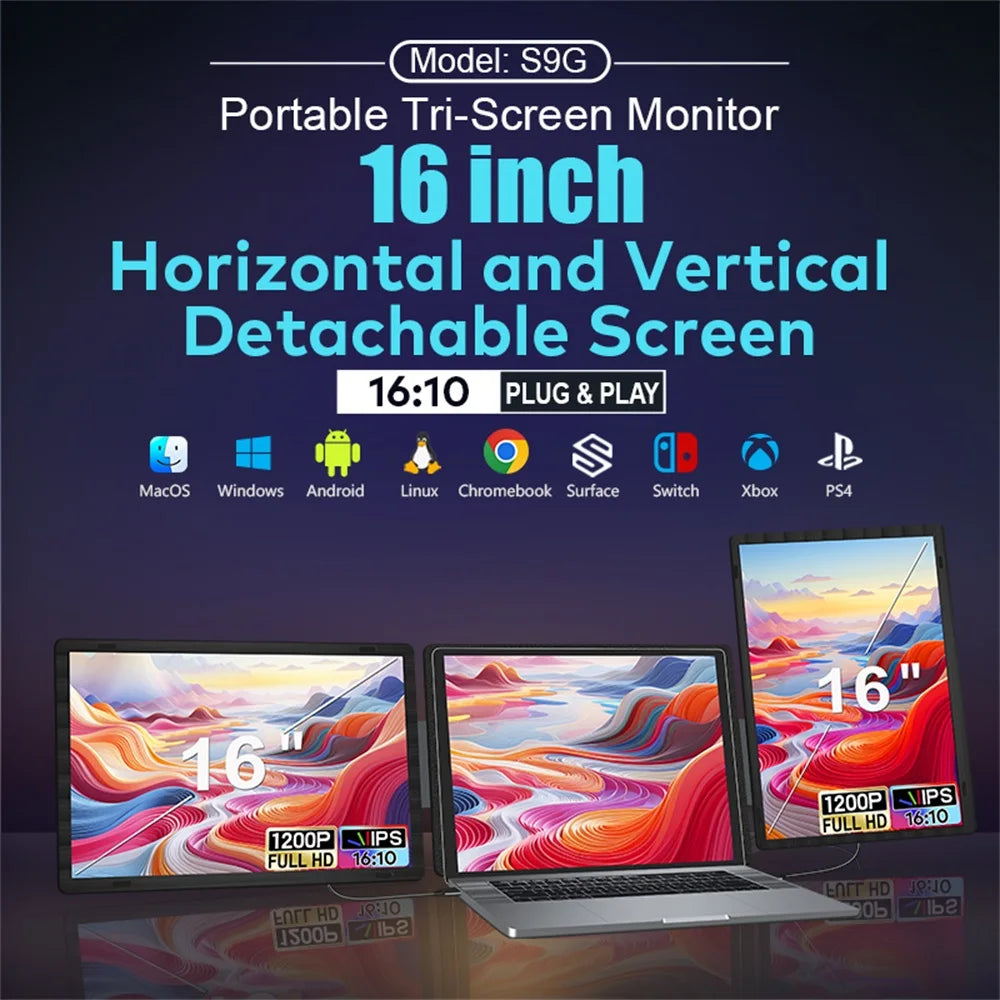 Rospider 14″ Portable Monitor – IPS Type-C, 1920×1080, Rotatable Swivel Display