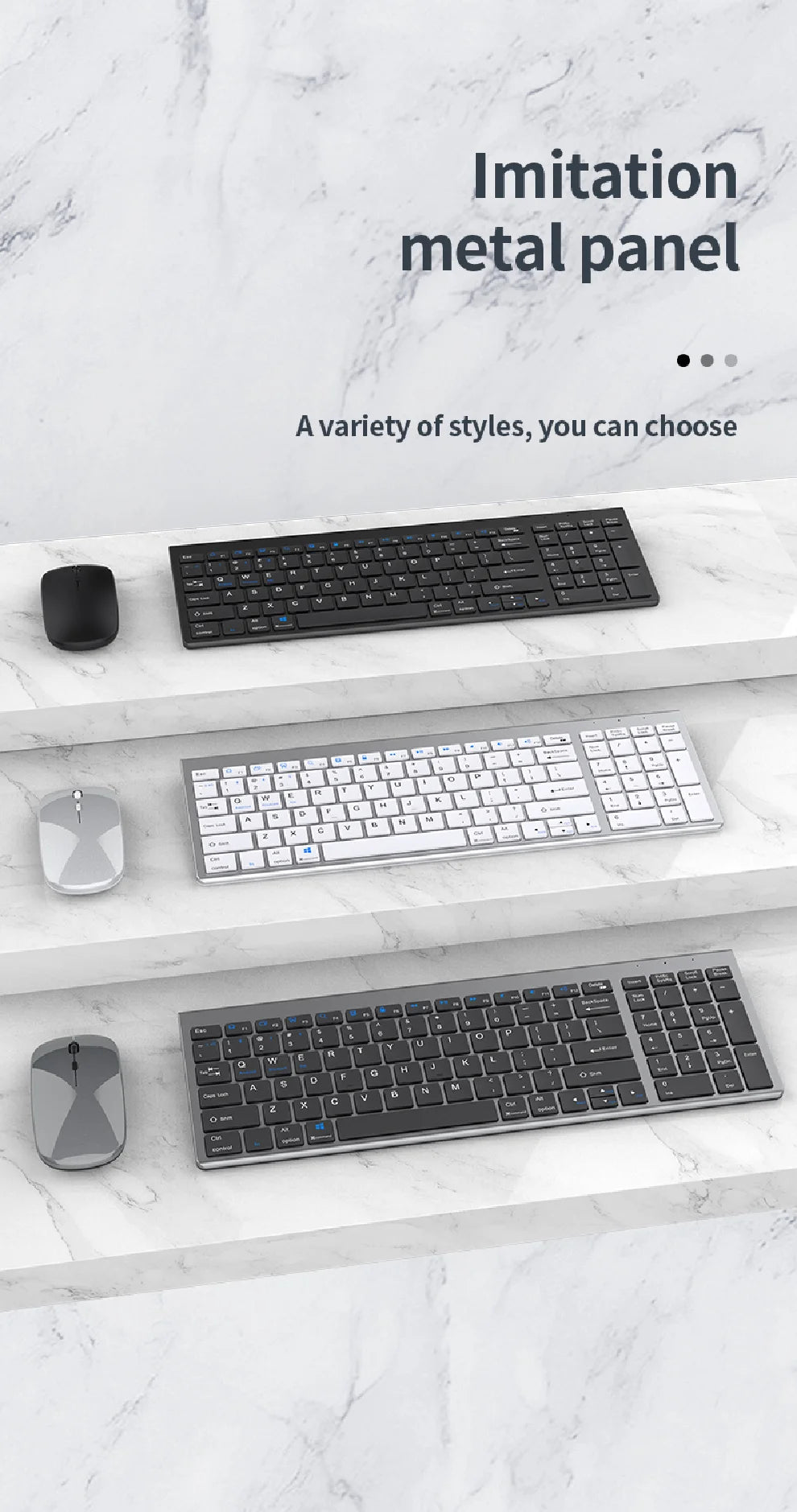 Slim Wireless Keyboard Mouse Set – Multi-Device Bluetooth, USB Receiver