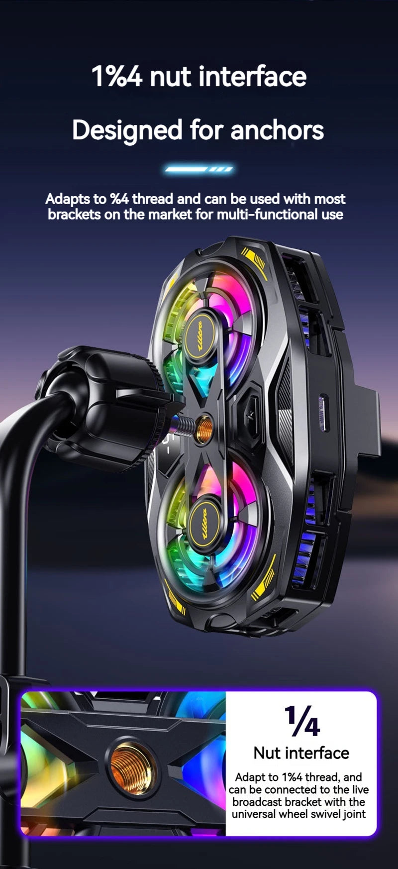 K32 Smartphone Cooler | Dual-Core Radiator, Digital Temperature Display & RGB