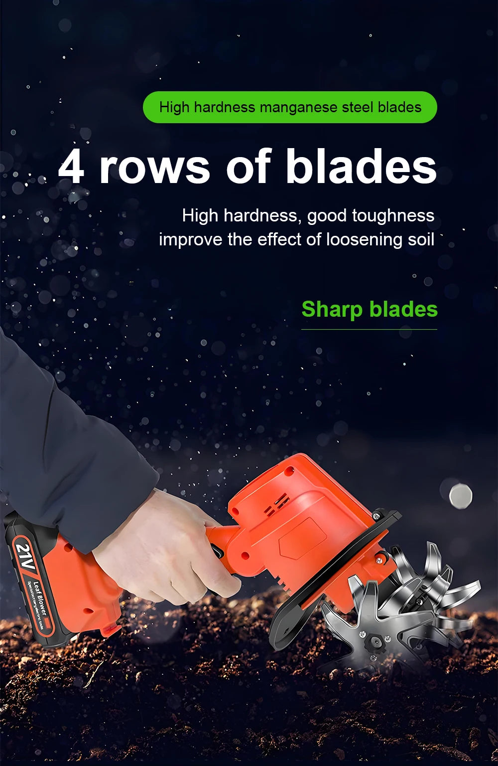 Electric Garden Tool Cordless Cultivator 21V or 24V Battery Random Supply Garden Equipment