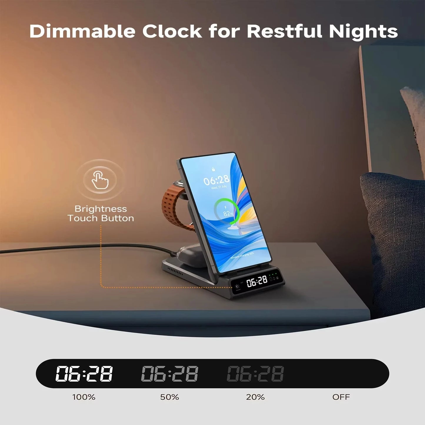 Foldable Wireless Charger Stand for Samsung Phone, Watch & Buds