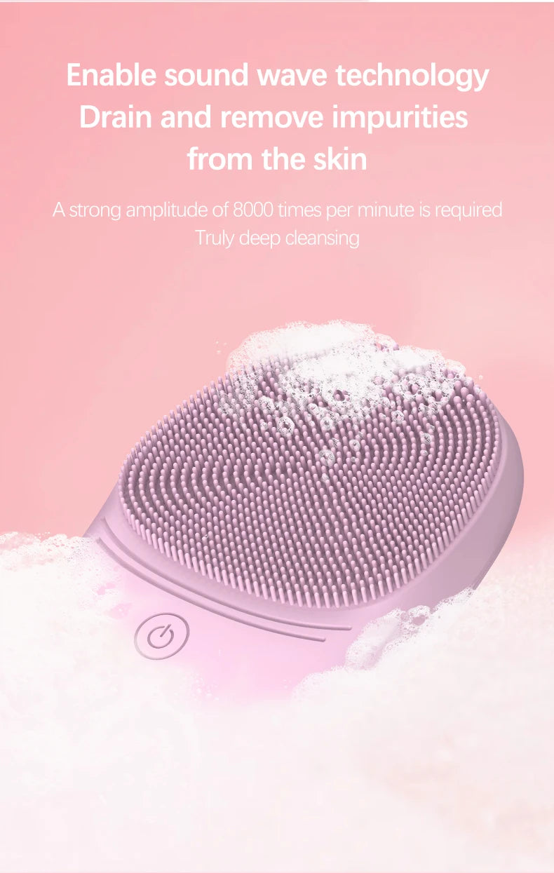 Silicone Sonic Facial Cleansing Brush – Battery Powered Deep Clean Skincare Tool
