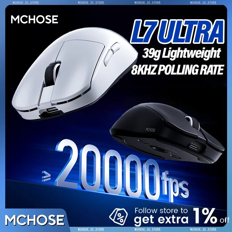 L7 Ultra Wireless Gaming Mouse – PAW3950, 8K Polling, Ultra-Lightweight