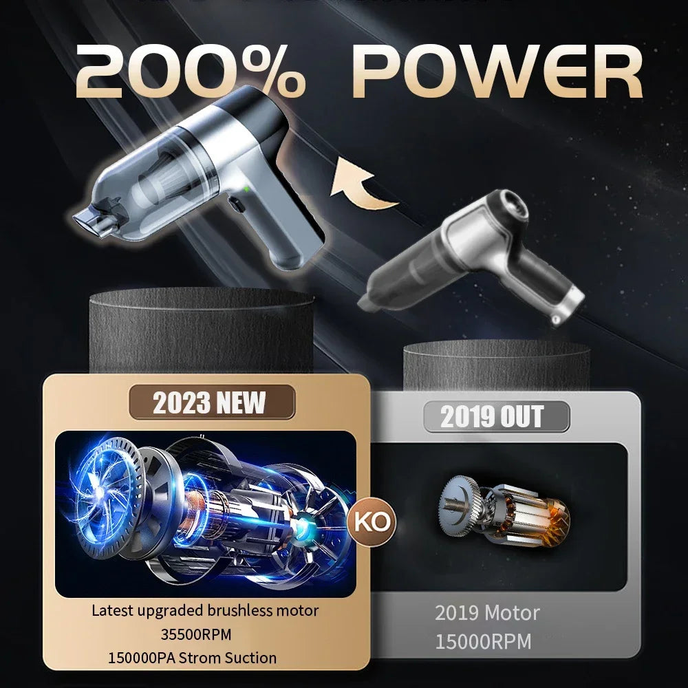 CENRR Handheld Vehicle Vacuum Cleaner – Brushless Motor, Multi-Nozzle Car & Home Cleaner
