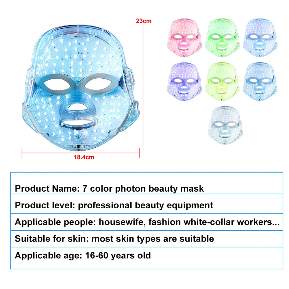 Portable LED Facial Mask with 7 Light Modes – USB Powered Skin Rejuvenation Device