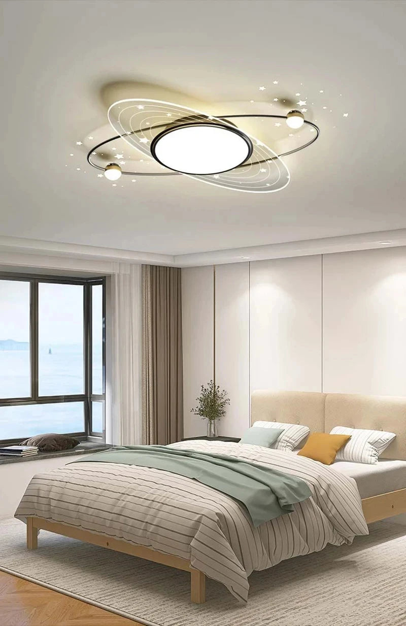 AuroraRealm Modern Ceiling Light with Remote | Gold LED Ceiling Lamp, 90–260V