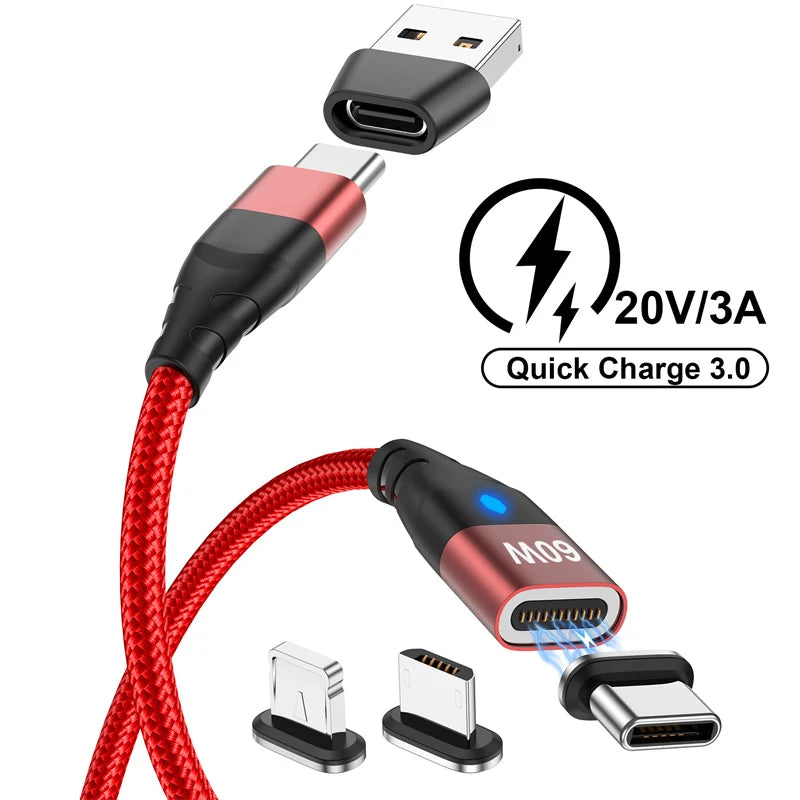 Nylon Braided 6-in-1 Charging Cable – QC3.0 Fast Charge & Data Sync (3A)
