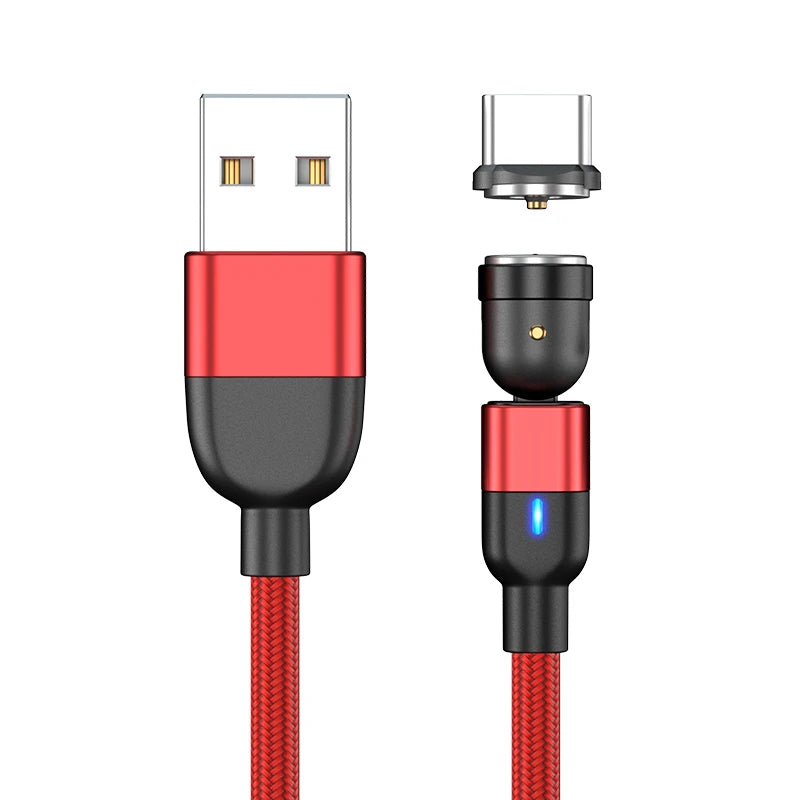 540° Rotating Magnetic Charging Cable | 3-in-1 USB-A to Type-C / Micro USB / Lightning