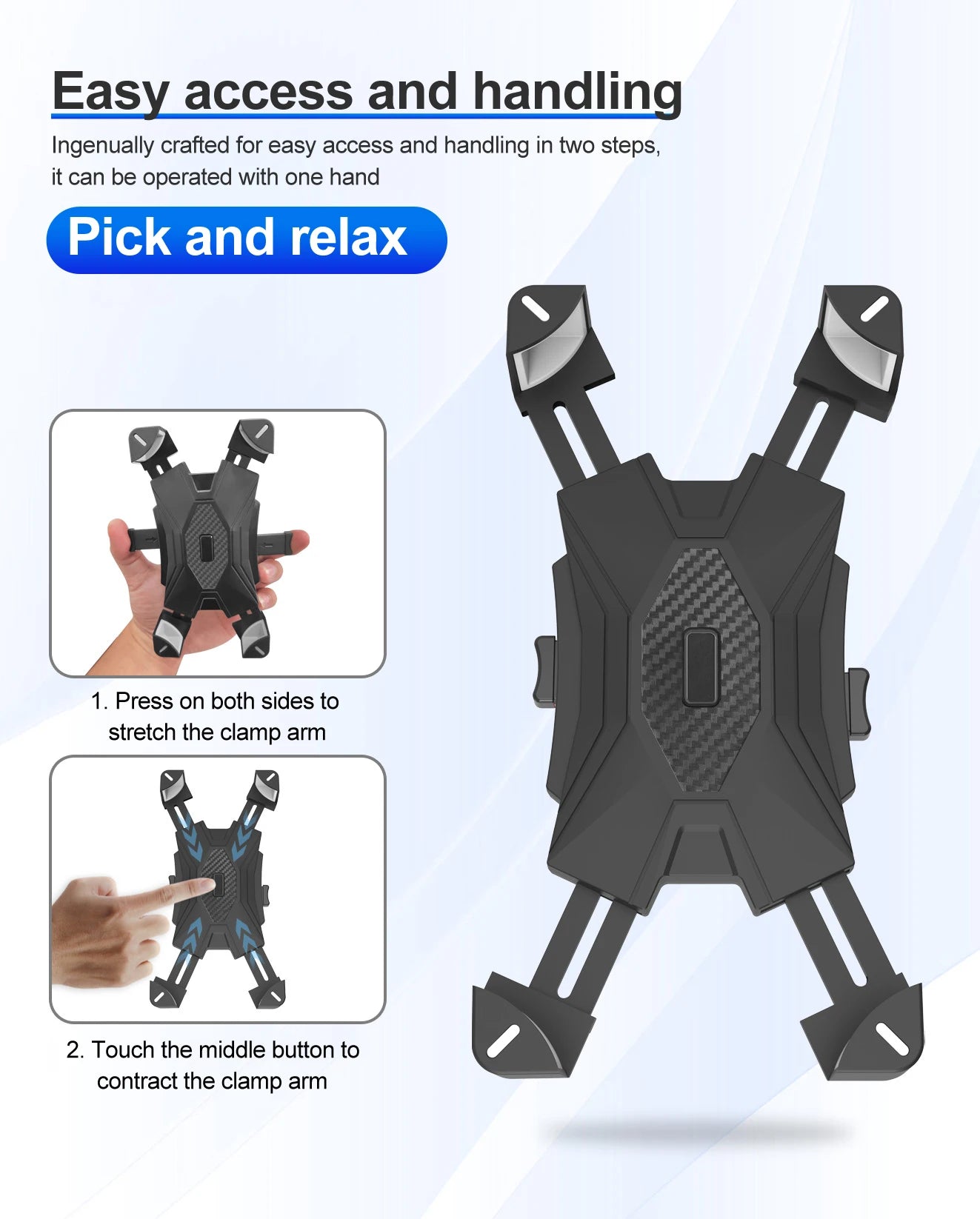 HONGDAK 360° Bicycle Phone Holder – One-Hand Lock Shockproof Mount (4.7–7.2″)