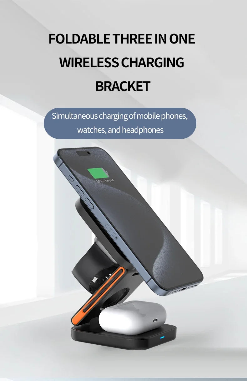 30W Magnetic Wireless Charger Stand – iPhone, Apple Watch & AirPods