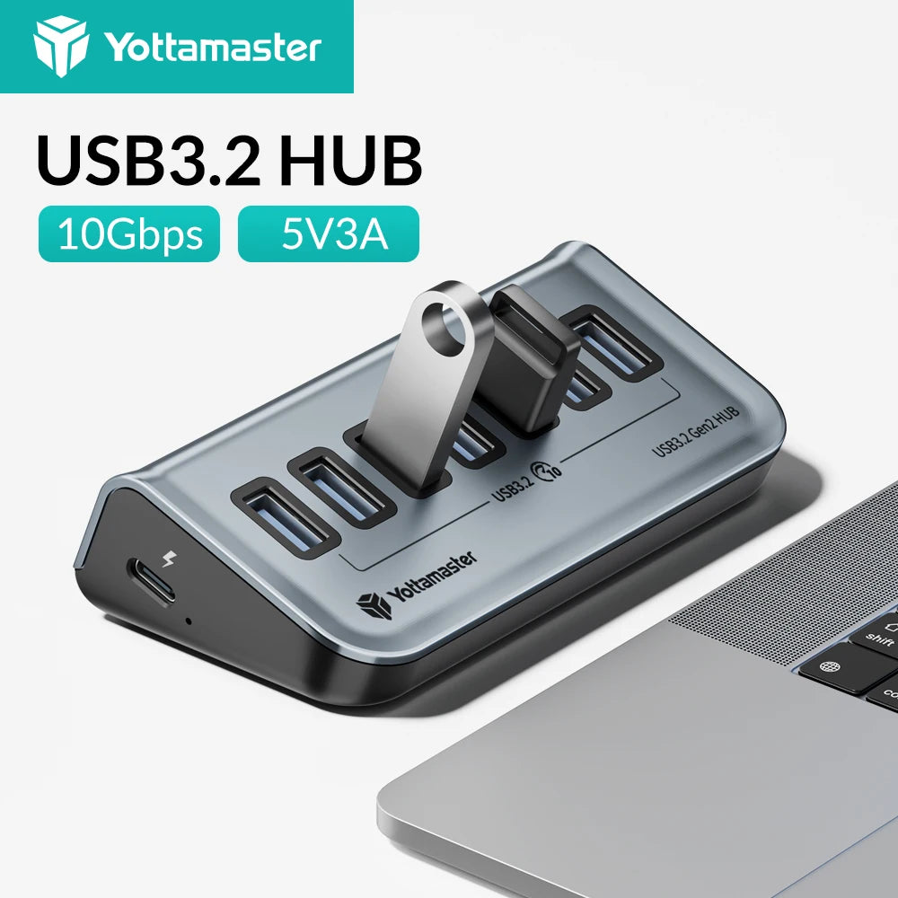 GA1 USB-C Hub with Power Supply – 7 Ports, 10Gbps High-Speed Data Transfer
