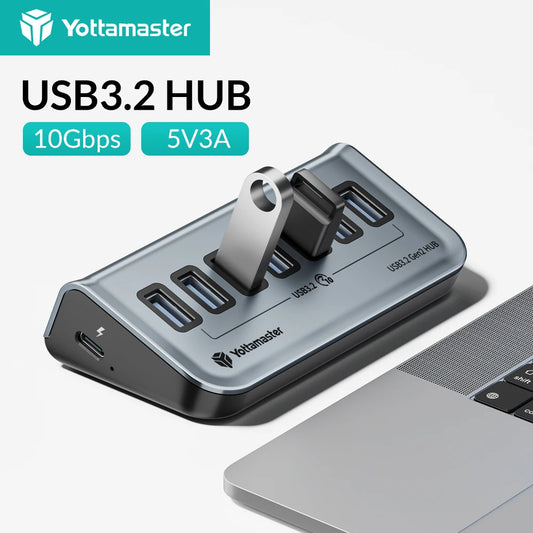 GA1 USB-C Hub with Power Supply – 7 Ports, 10Gbps High-Speed Data Transfer