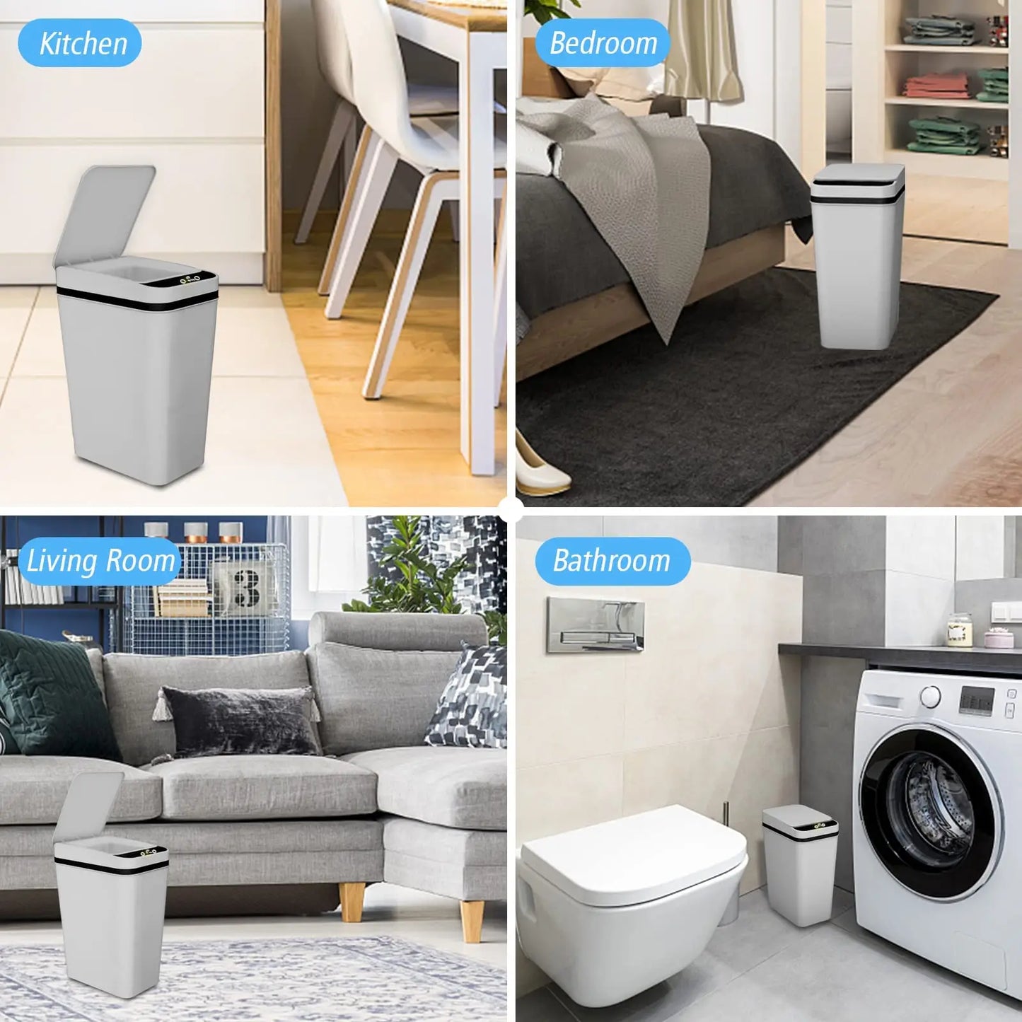 12L Smart-Style Sensor Trash Can – Space-Saving Automatic Waste Bin for Bathroom & Kitchen
