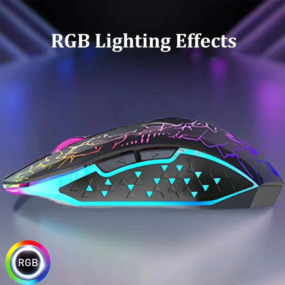 Bluetooth 5.2 & 2.4G Wireless Gaming Mouse – Rechargeable, Silent Click, 6-Button