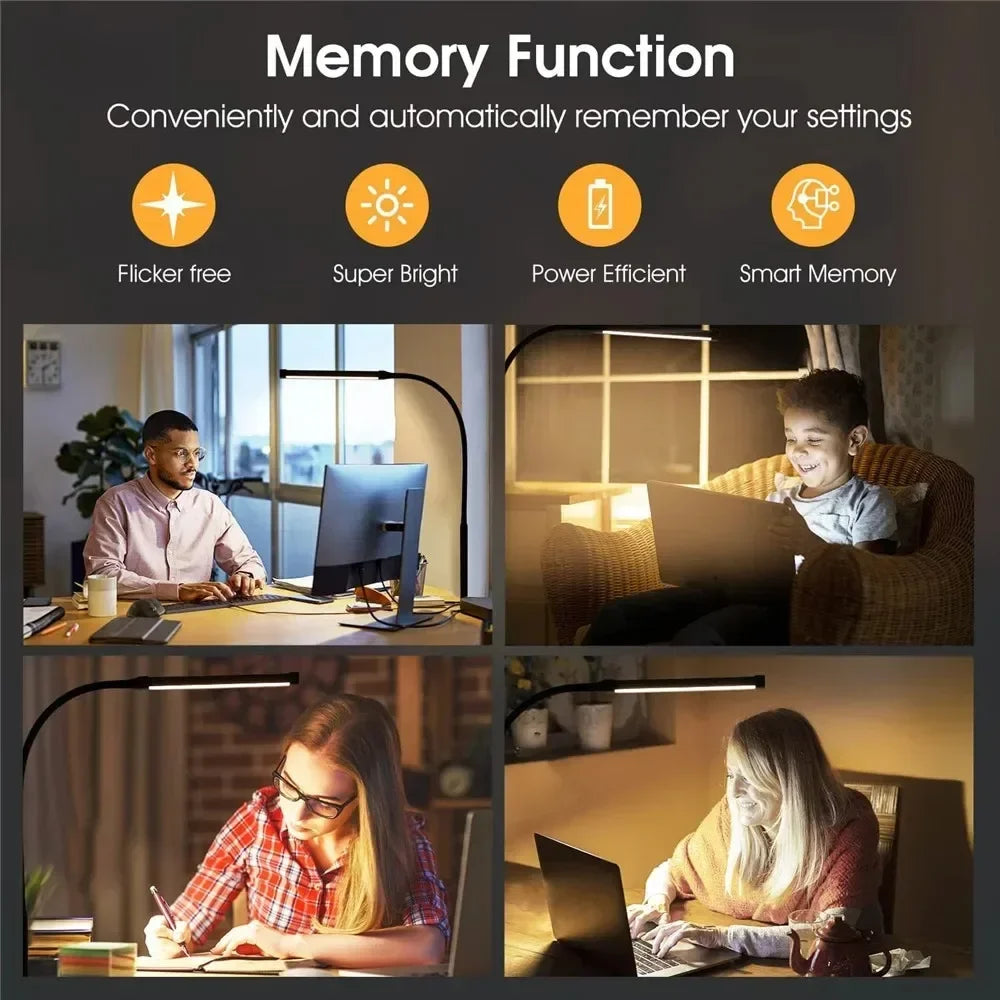 ALTCHIHYQ Double-Head LED Desk Lamp | 80cm Wide, Remote Control, 5-Level Dimming