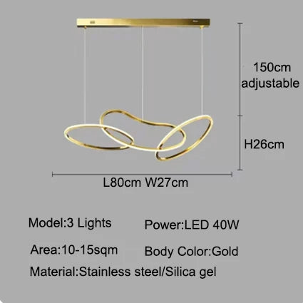 MZXFA Smart LED Pendant Light JLD0190 | Remote Dimmable, Modern Stainless Steel