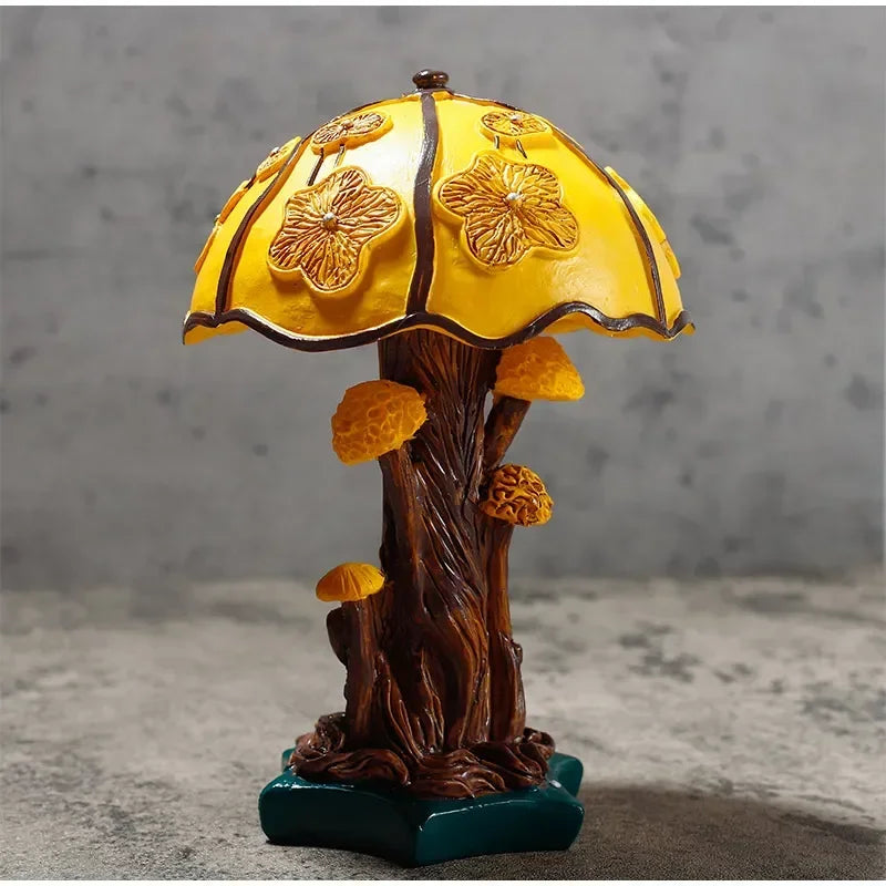 Creative Stained Glass Mushroom Table Lamp | Colorful Atmosphere Bedside Light