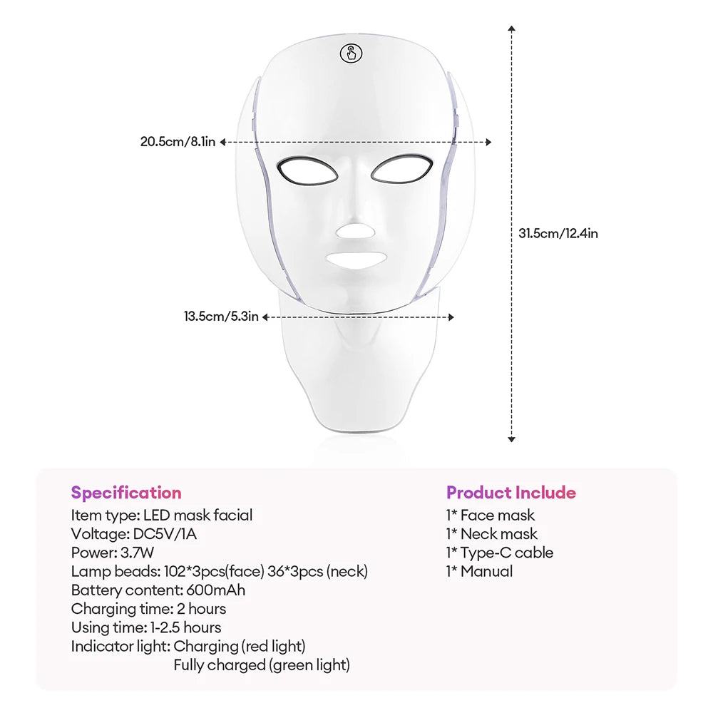 Foreverlily LED Facial & Neck Mask Set – Lightweight Home Skin Rejuvenation