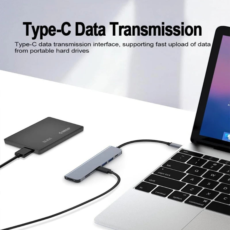 USB-C Hub to 4K HDMI Adapter – 5-in-1 Type-C Dock with PD Charging & Card Reader