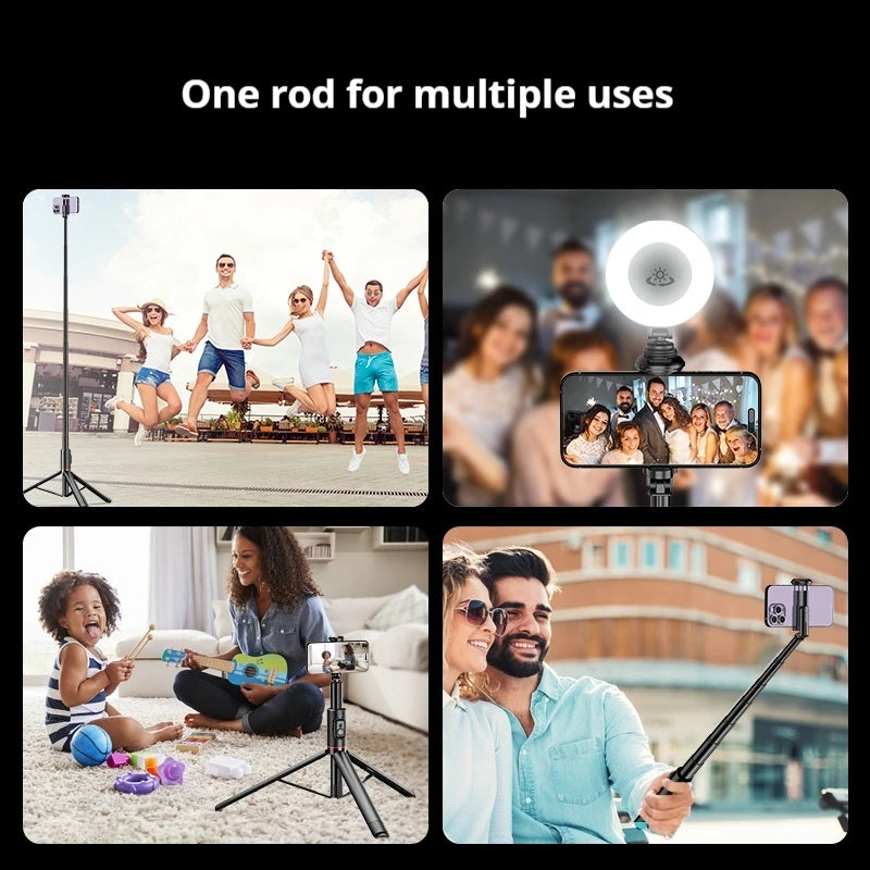Selfieshow 1.83m Bluetooth Selfie Stick Tripod with Remote – Hidden Design, Stable & Portable