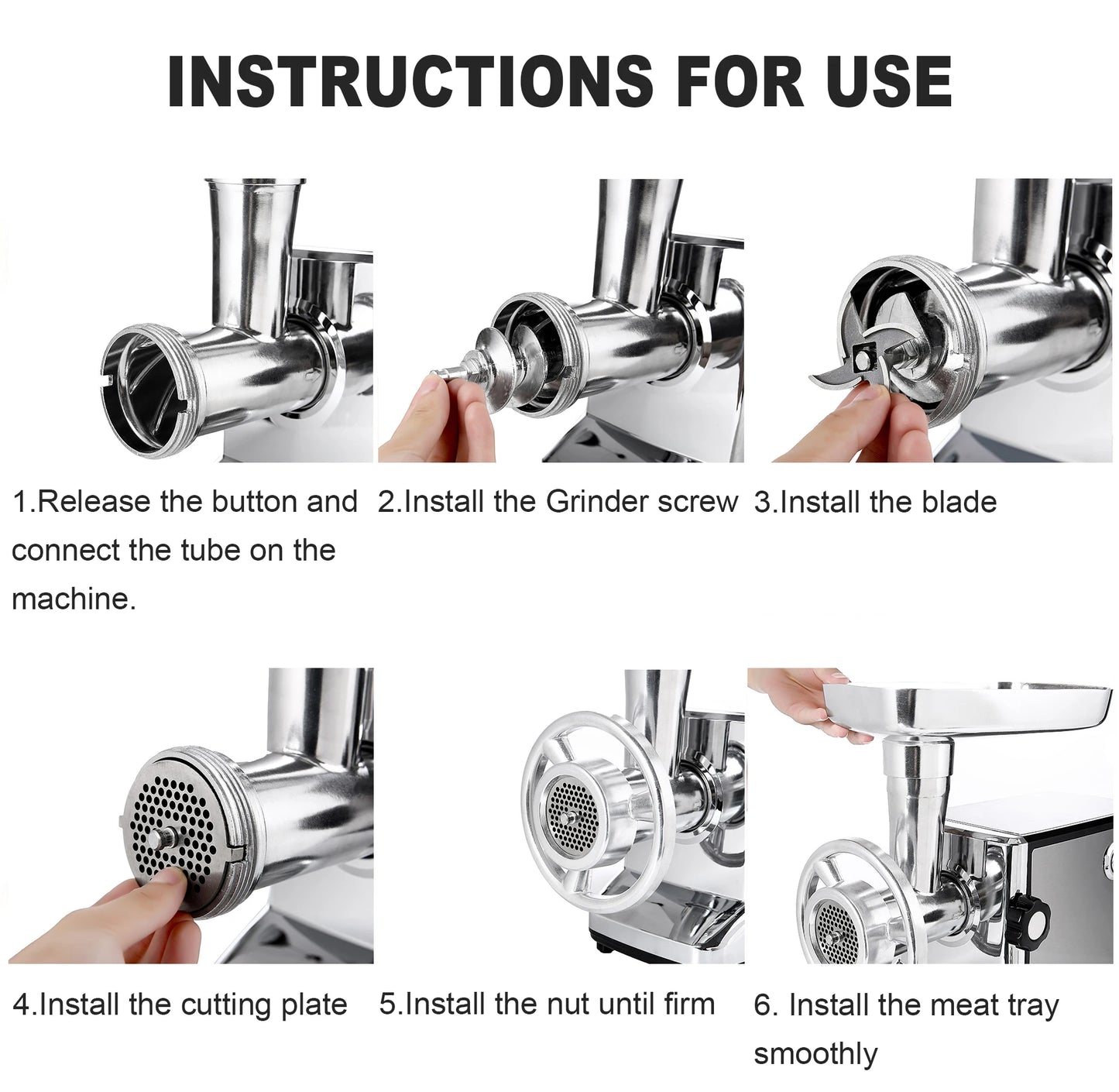 SONIFER Heavy Duty Meat Grinder – 3000W Max Power, Stainless Steel Mincer with Sausage Maker