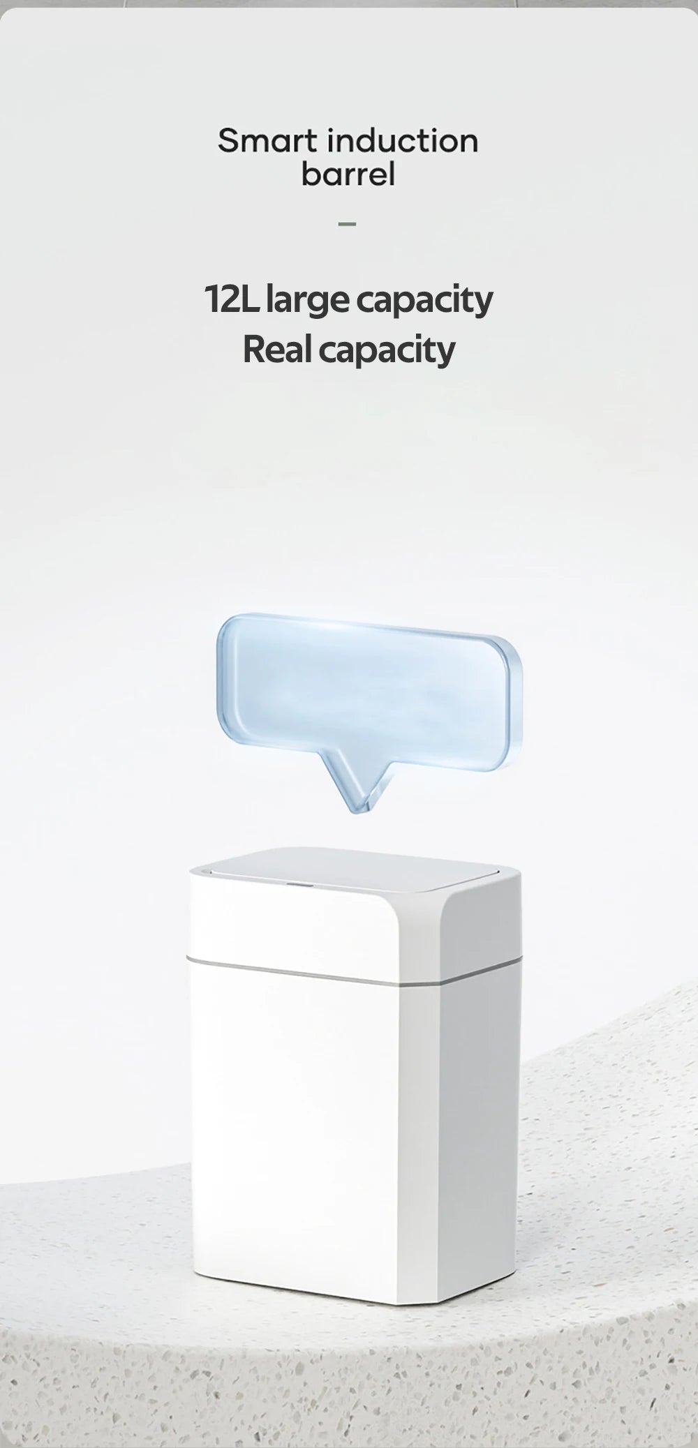 Smart Sensor Trash Can – Dual Induction Wave & Knee Open Bin (12L / 16L)