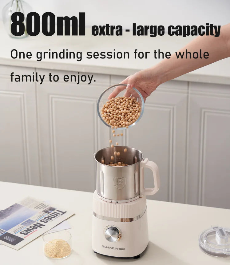 SUNATUR 500W Electric Food Grinder – 800ml Stainless Steel Grinding Cup with 4 Blades