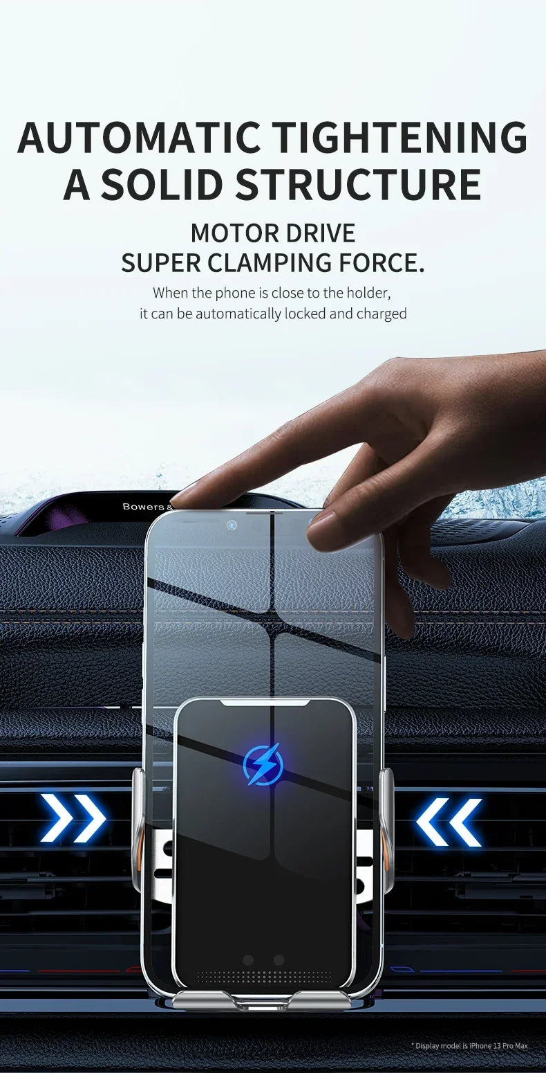 VIKEFON Qi Wireless Car Charger – One-Hand Auto Clamp with Cooling Fan