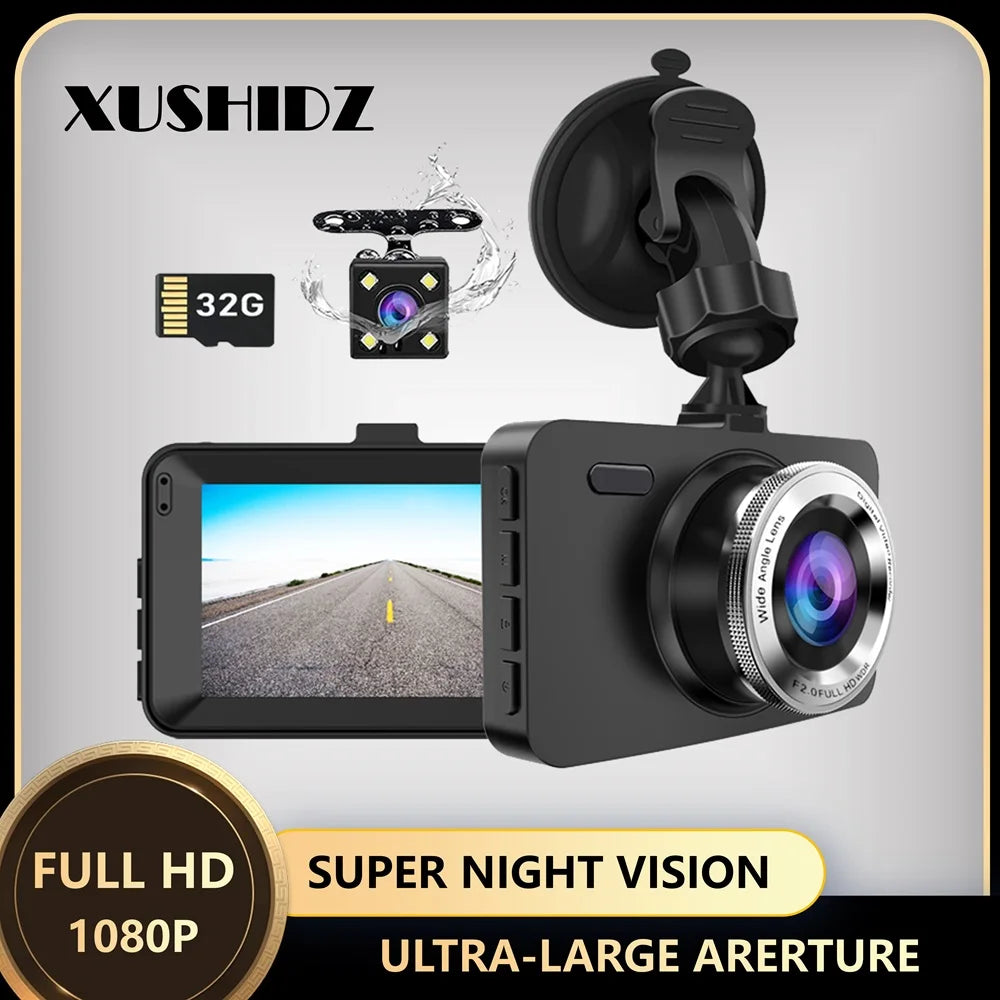 XUSHIDZ Q18 / Q18 PRO 1080P Dash Cam – Dual Camera Car DVR with Night Vision & Parking Monitor