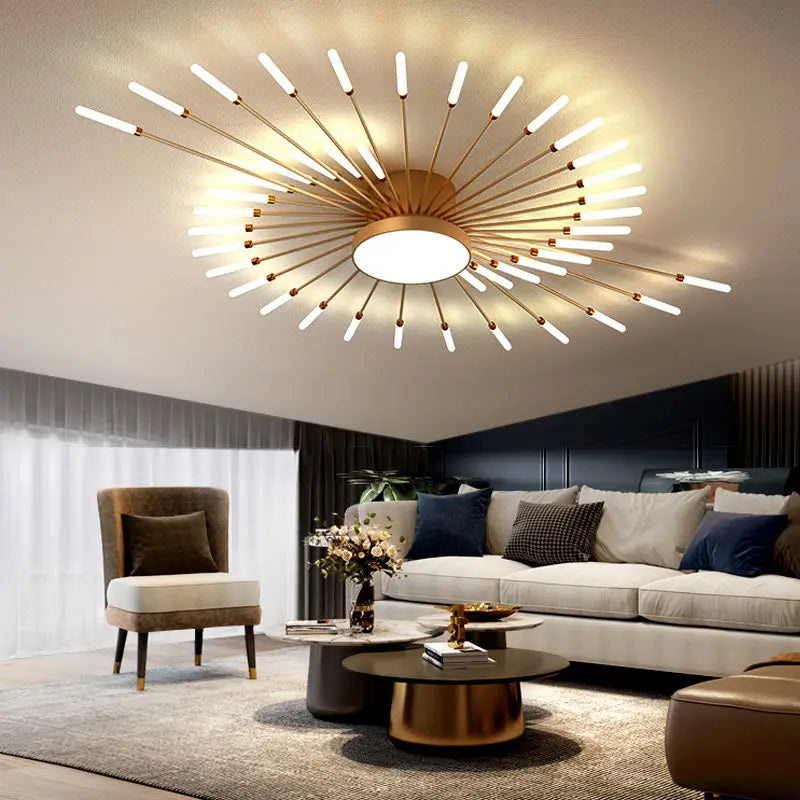 AuroraRealm Modern Black LED Ceiling Light | Large Diameter, Remote Control