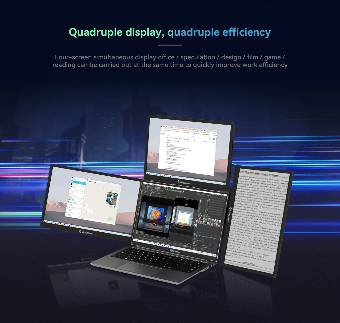 ArieScreen 13S Pro Portable Triple Screen Monitor – 14″ IPS, Type-C, 1920×1280