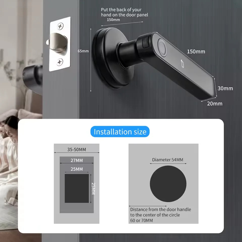 Tuya Smart Door Lock X1/X2 – Fingerprint, Password & App Control with Emergency USB