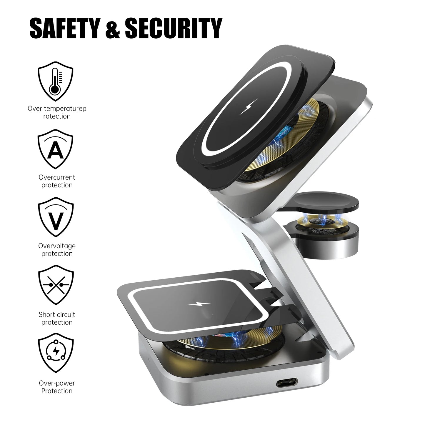 Portable 3-in-1 Magnetic Wireless Charging Station for iPhone & Samsung