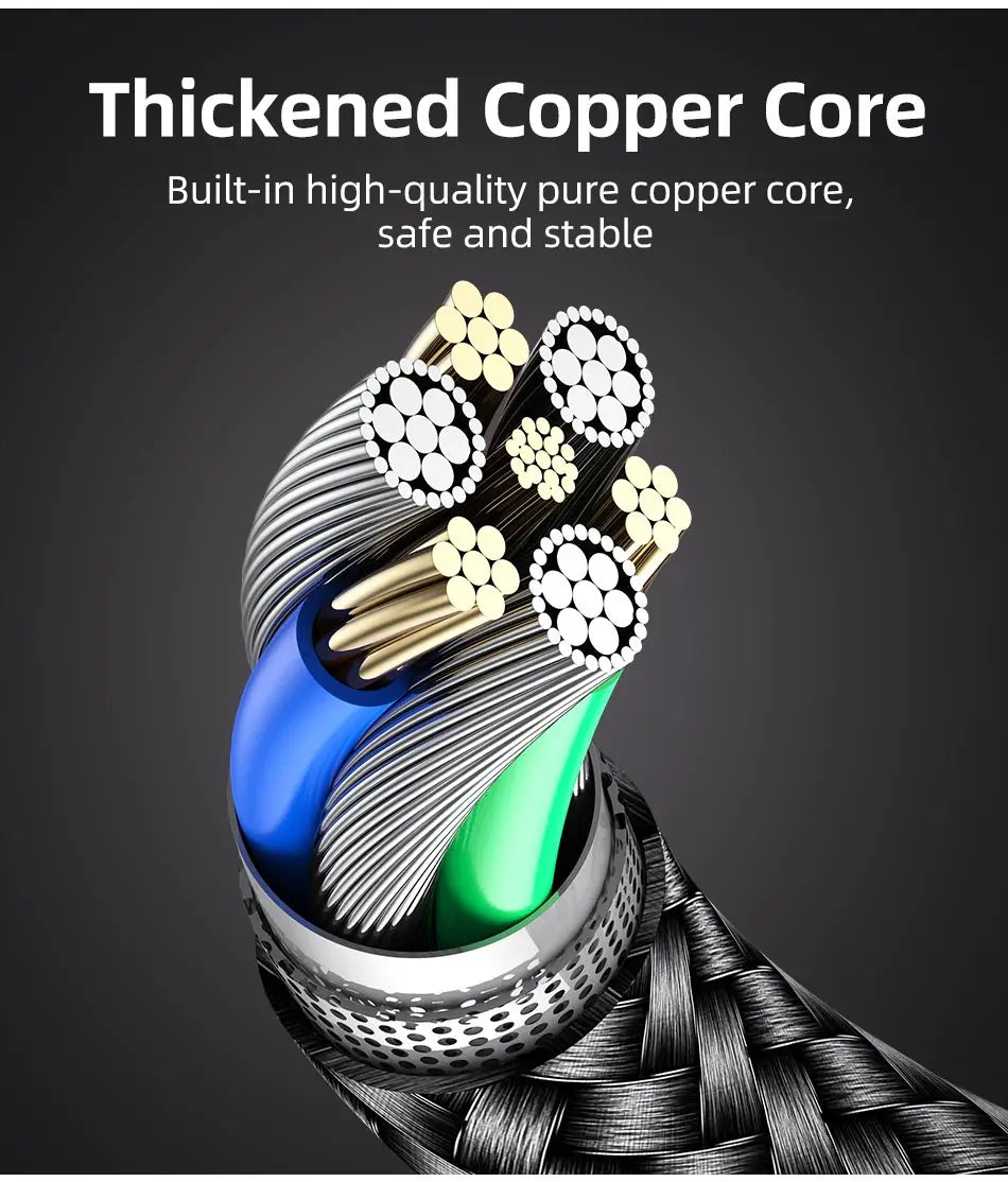 Magnetic Charging Cable 360 Degree – USB-A to Type-C / Lightning / Micro USB (2.4A)
