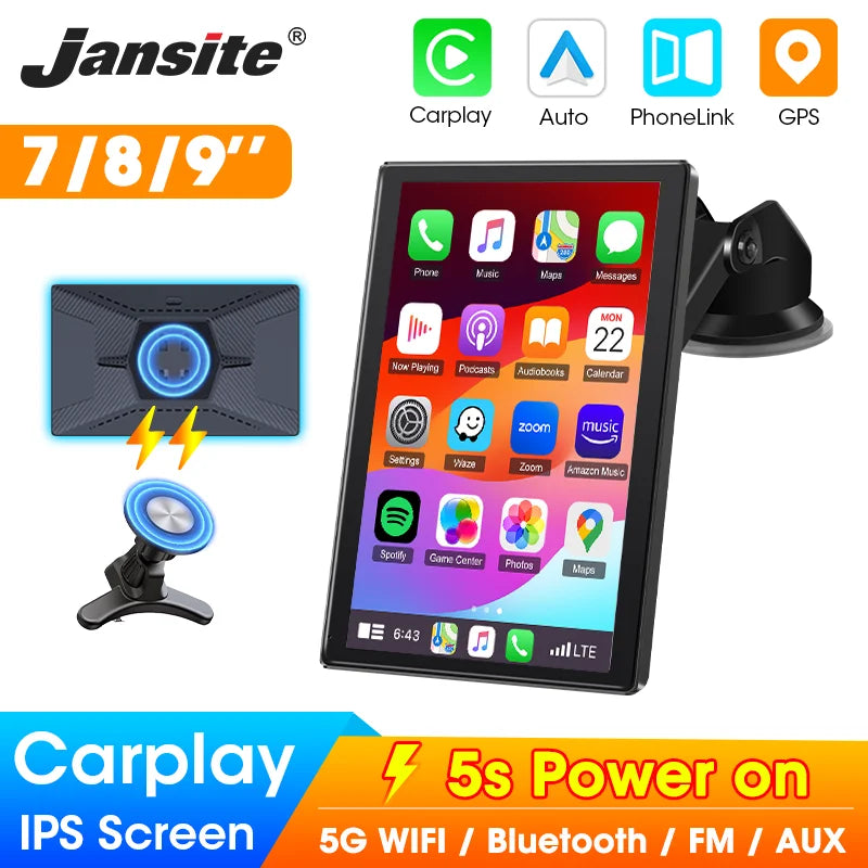 Jansite Smart Car Monitor with Wireless CarPlay & Android Auto – 7–9 Inch