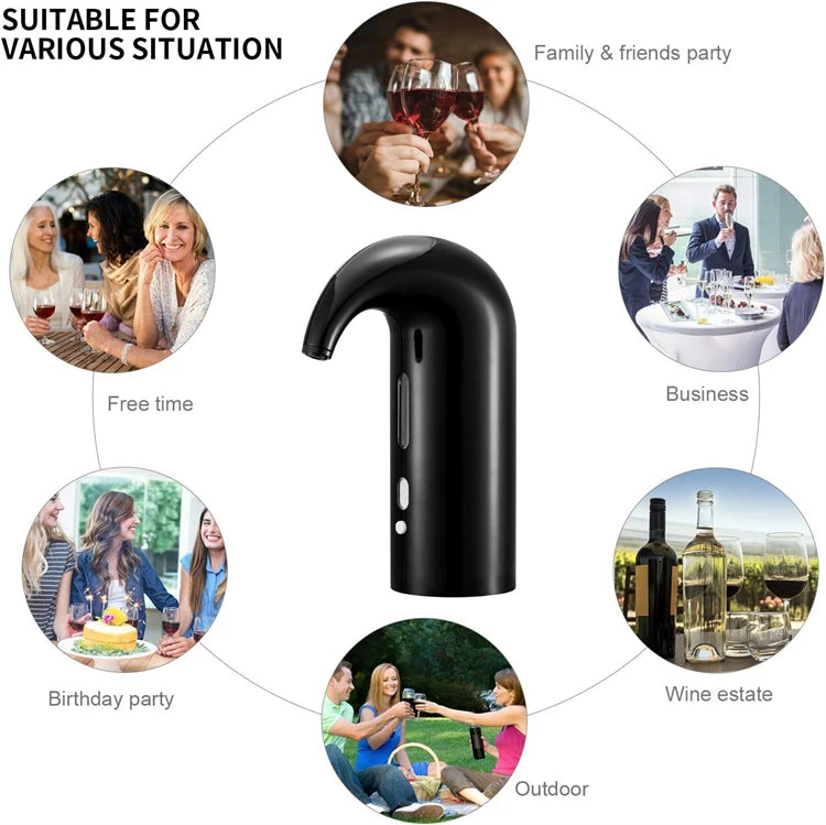 Electric Wine Aerator – Instant Wine Decanter with ABS & Silicone Design