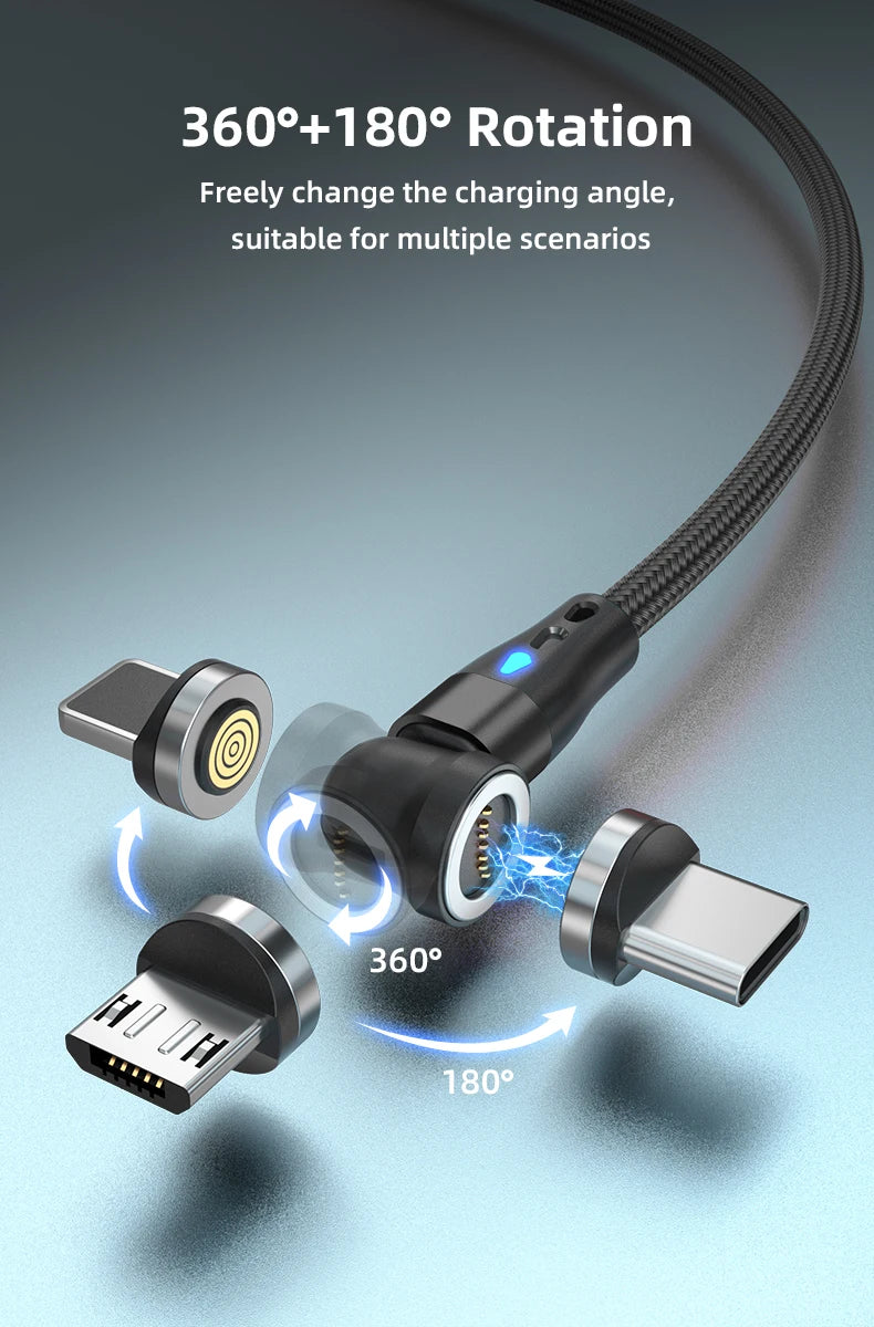 540° Magnetic USB-C Cable 5A – Rotating Fast Charge Cable (Charging Only)