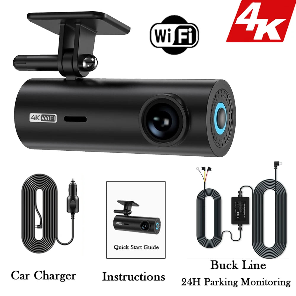 etymoofox 4K Mini Dash Cam – Ultra HD WiFi Car DVR with Night Vision & Parking Monitor
