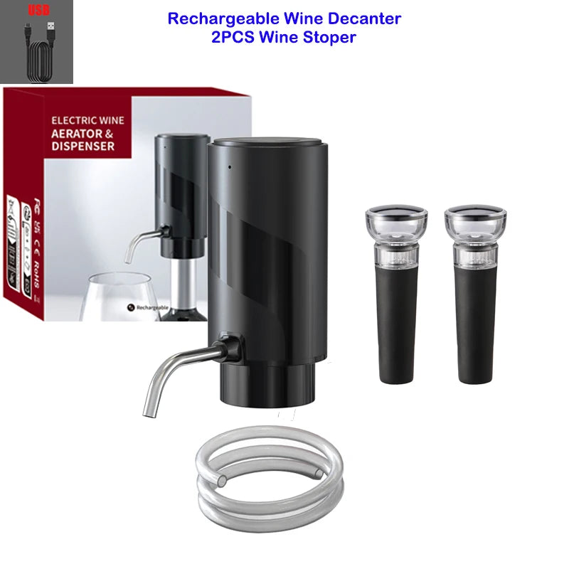 FLYMUYU Electric Wine Aerator Dispenser – USB-C Rechargeable One-Touch Automatic Wine Decanter
