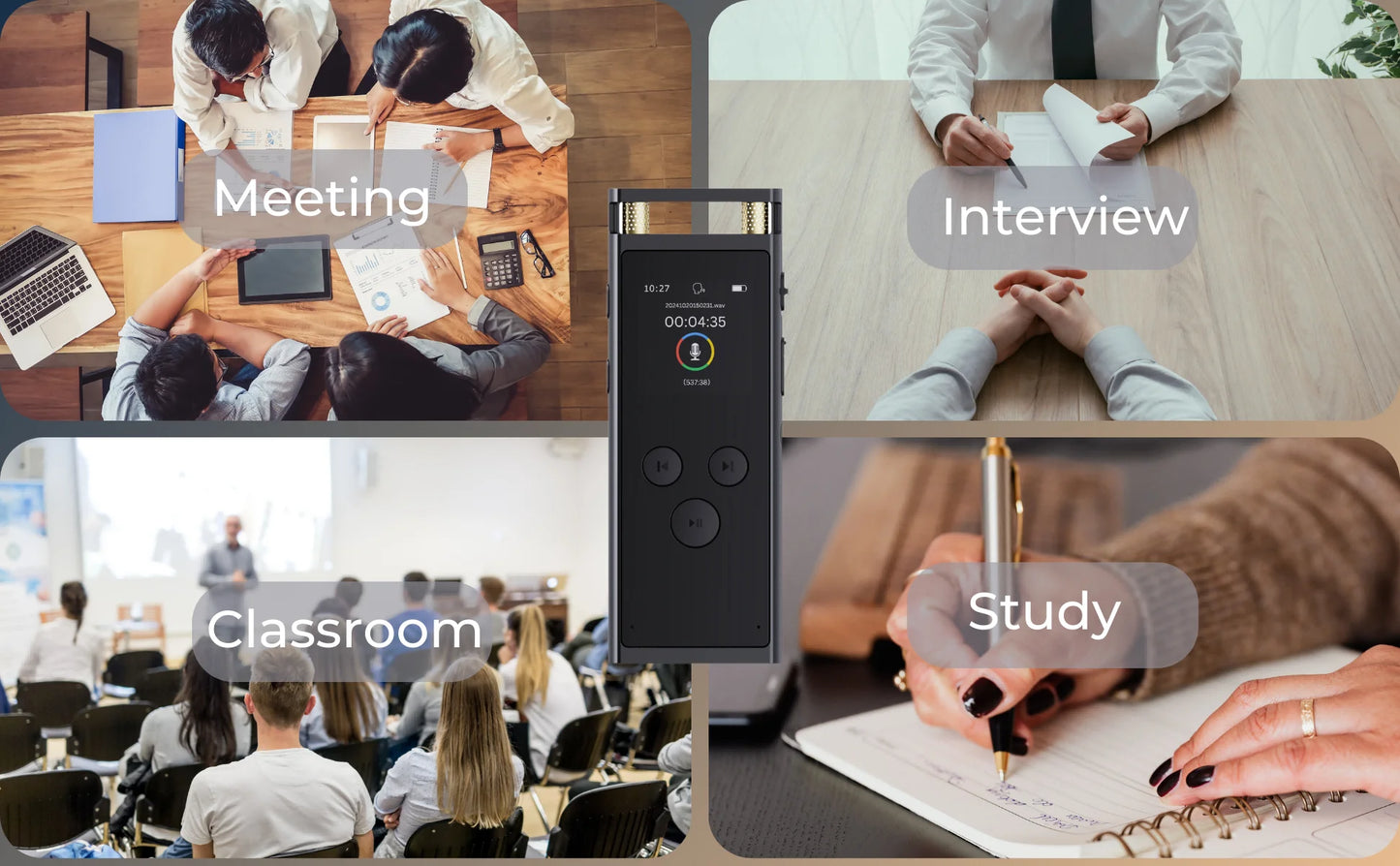AI Voice Recorder 64GB – 30H Battery, WAV Audio, App-Powered Transcription