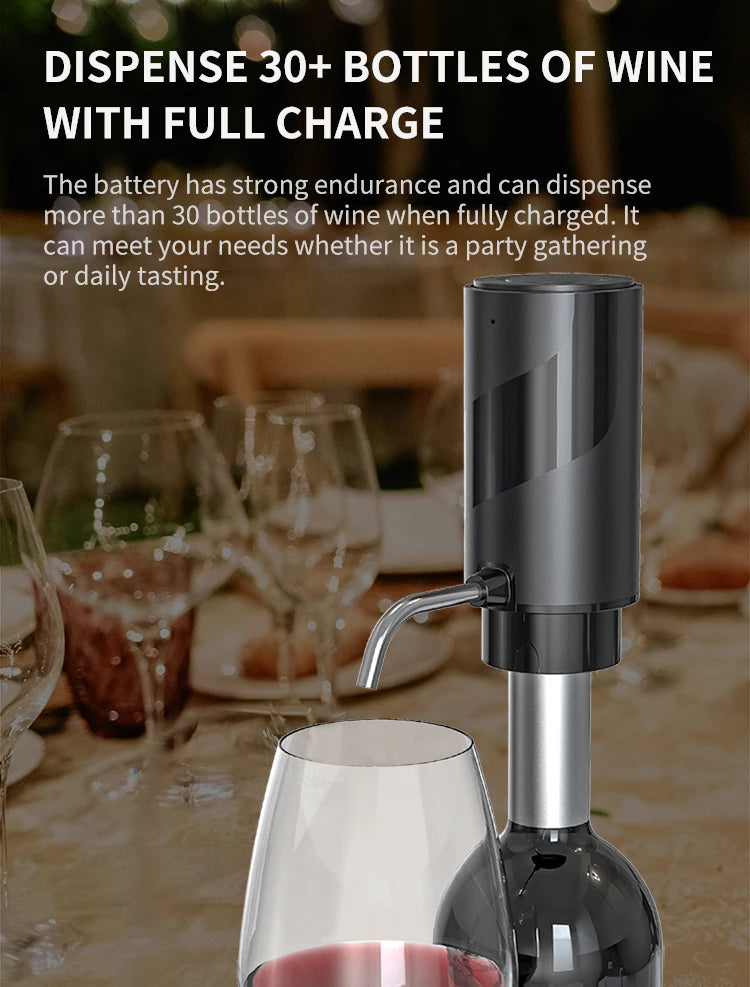 FLYMUYU Electric Wine Aerator Dispenser – USB-C Rechargeable One-Touch Automatic Wine Decanter