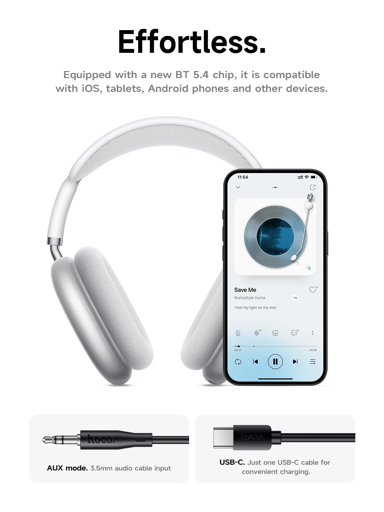 W65 Plus ANC Wireless Headphones – Bluetooth 5.4, 45H Playtime, Mic