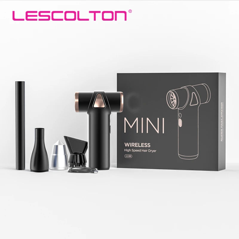 Lescolton Cordless Hair Dryer – Mini High-Speed, Ionic, Rechargeable