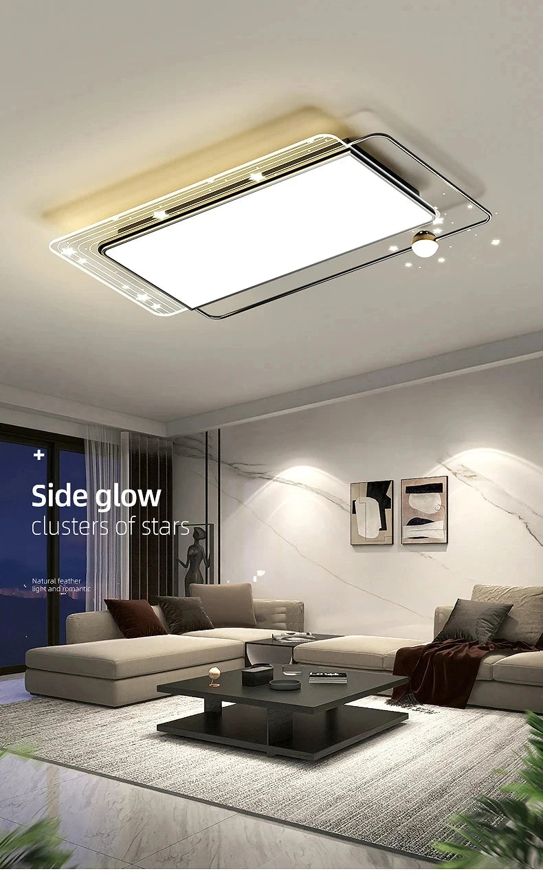 AuroraRealm Modern Ceiling Light with Remote | Gold LED Ceiling Lamp, 90–260V