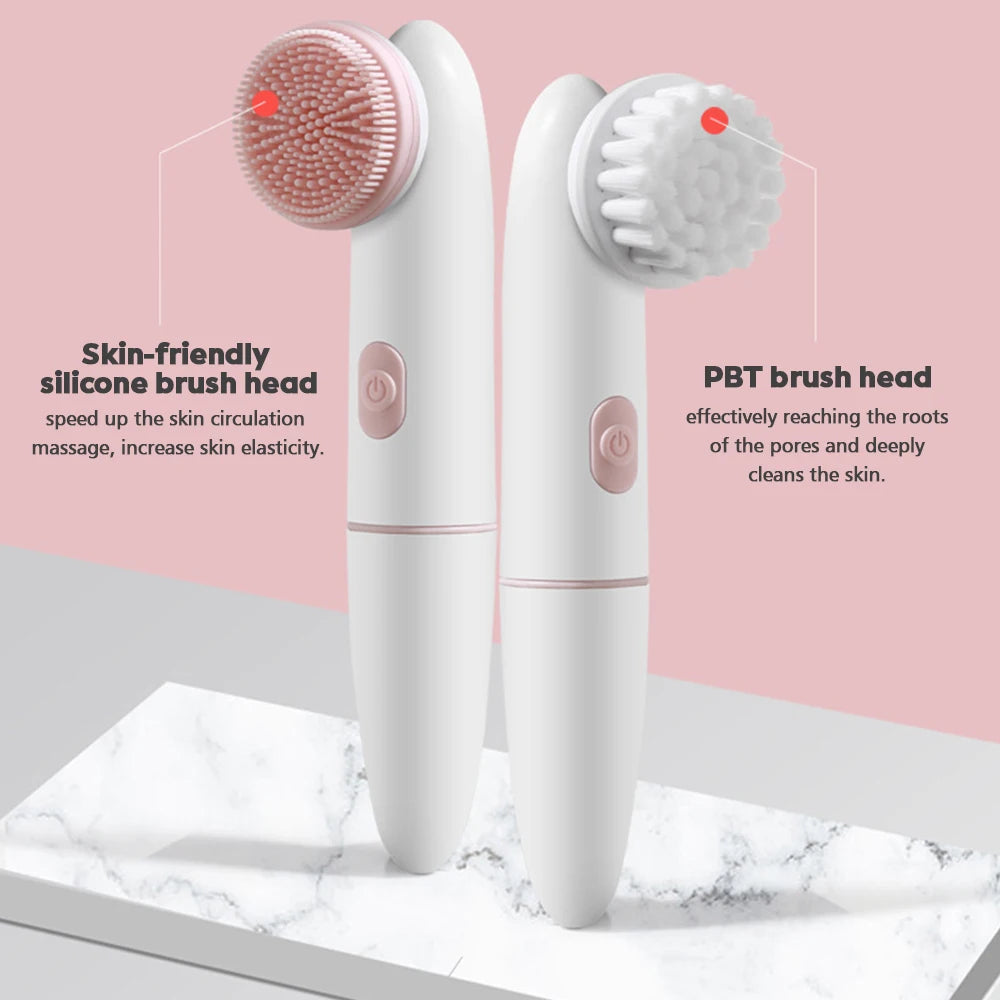 2-in-1 Electric Facial Cleanser – Waterproof Silicone & PBT Deep Clean Brush