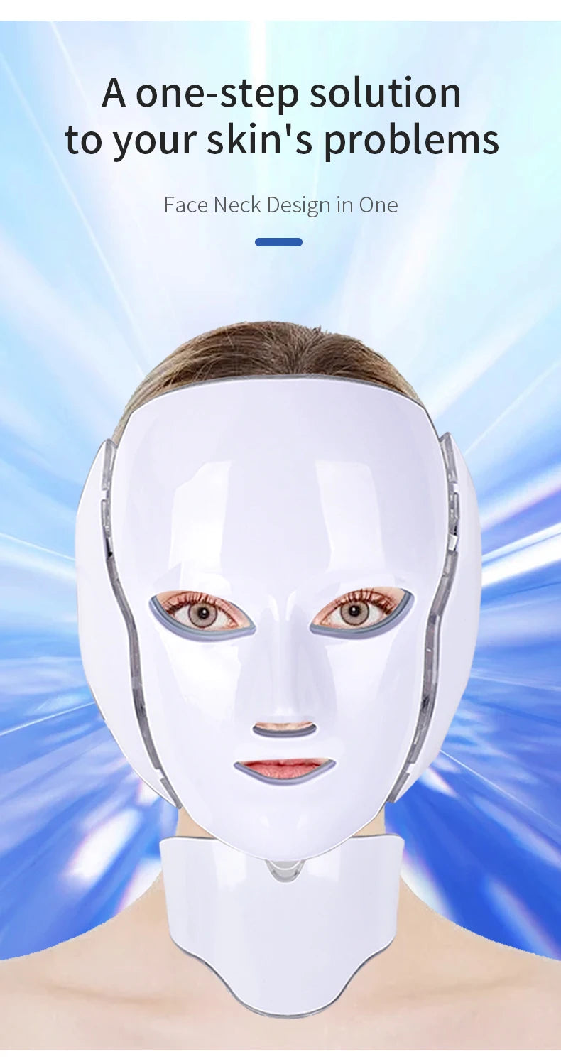 Pyeeyan 7-Color LED Face & Neck Mask – USB Powered Full-Spectrum Skincare Beauty Device