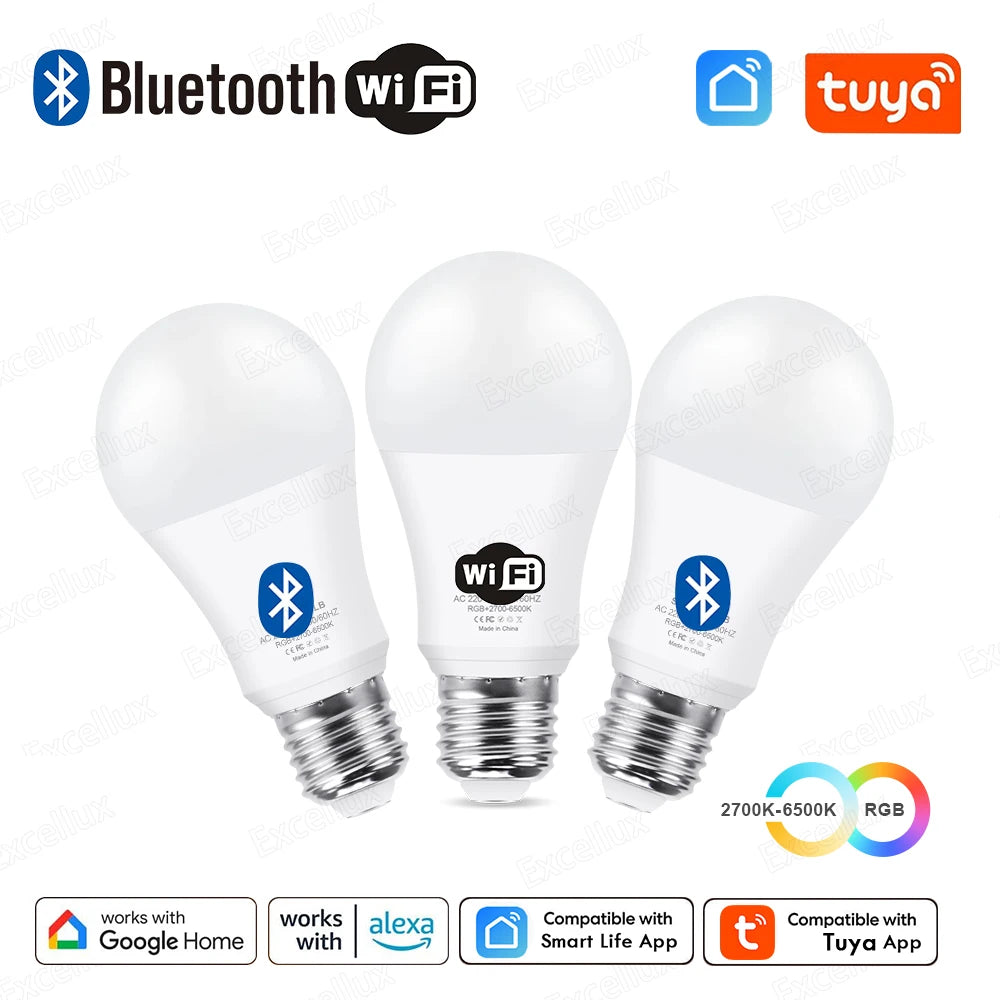 Excellux Smart WiFi LED Bulb E27 | 16 Million Colours, App & Voice Control
