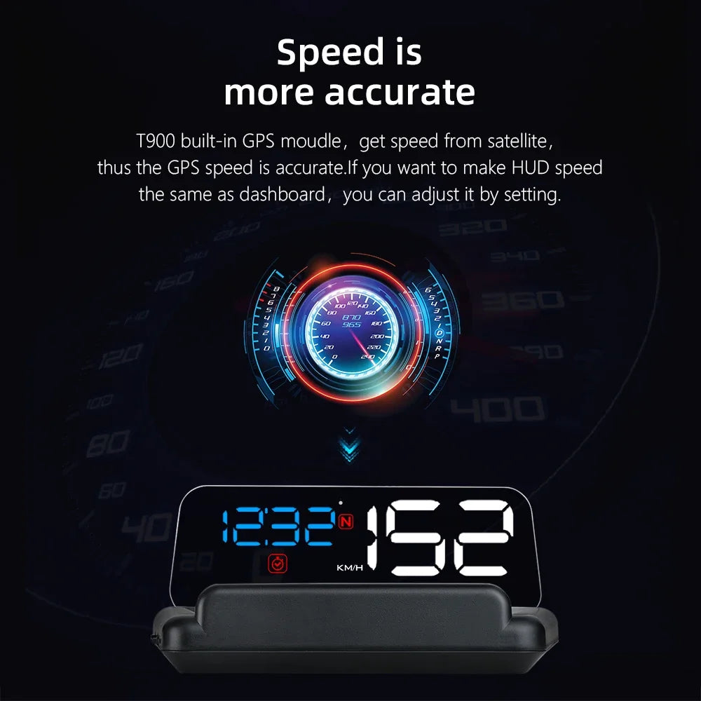 ZMFJH C500 OBD2 / T900 GPS Head-Up Display – Digital Speedometer with RPM, Fuel, Voltage & Alarm Alerts (KM/H & MPH)