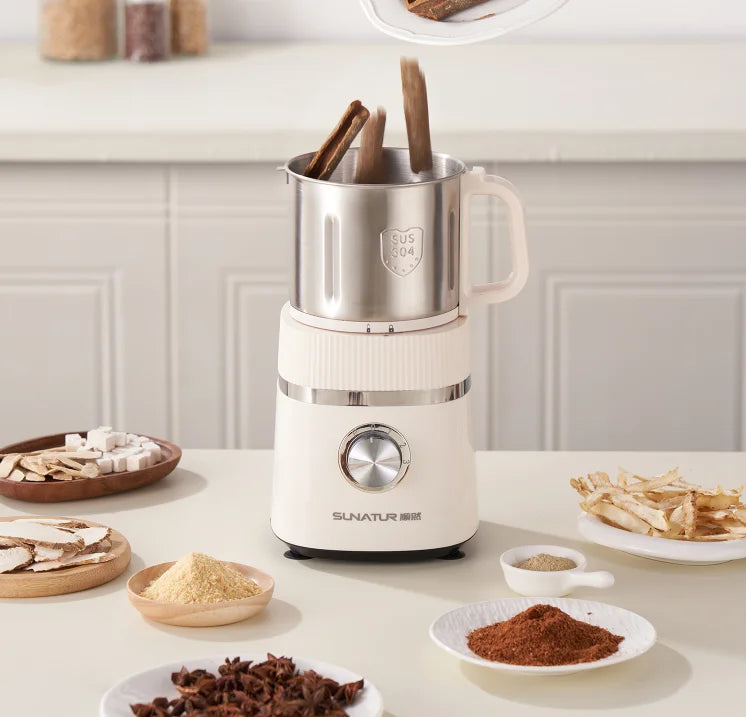 SUNATUR 500W Electric Food Grinder – 800ml Stainless Steel Grinding Cup with 4 Blades